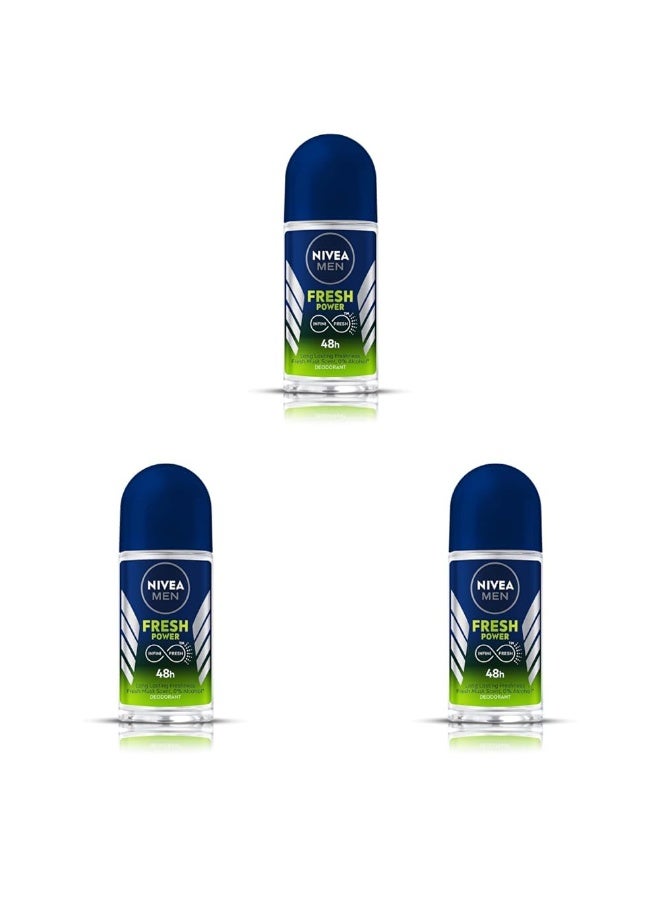 نيفيا مزيل العرق نيفيا للرجال فريش باور رول أون (50 مل) (عبوة من 3 قطع) - Image 1